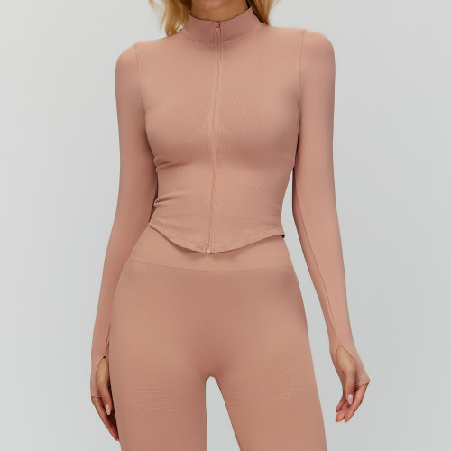 Seamless Zip-Up Sculpt Jacket (Thumbhole Long Sleeve)