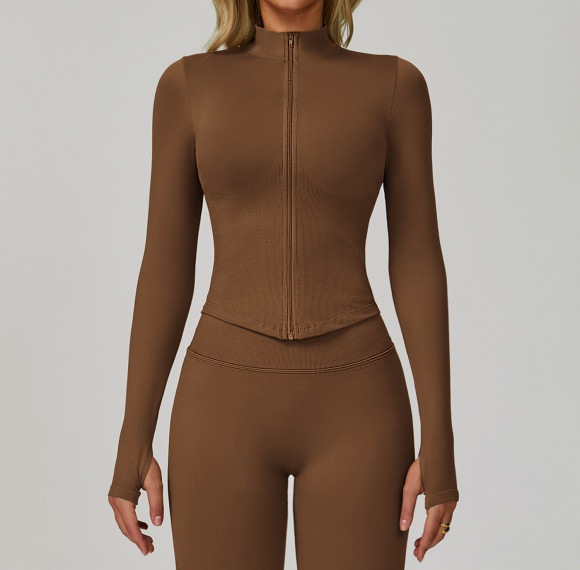 Seamless Zip-Up Sculpt Jacket (Thumbhole Long Sleeve)