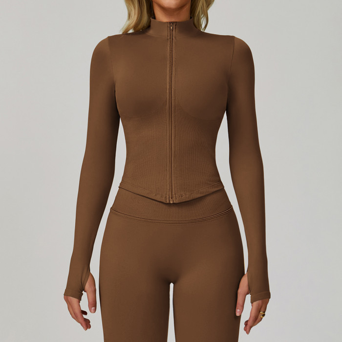 Seamless Zip-Up Sculpt Jacket (Thumbhole Long Sleeve)