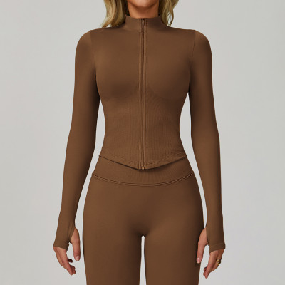 Seamless Zip-Up Sculpt Jacket (Thumbhole Long Sleeve)