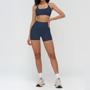 Seamless Halter Sports Bra & High-Waist Biker Shorts Set