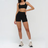 Seamless Halter Sports Bra & High-Waist Biker Shorts Set