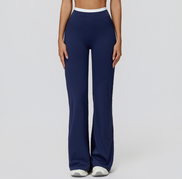 High-Waist Flare Yoga Pants (Contrast Waistband)  Product Description