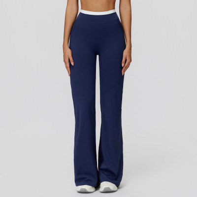 High-Waist Flare Yoga Pants (Contrast Waistband)  Product Description