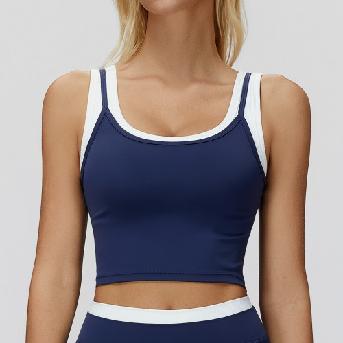 Contrast Trim Crop Tank Sports Bra