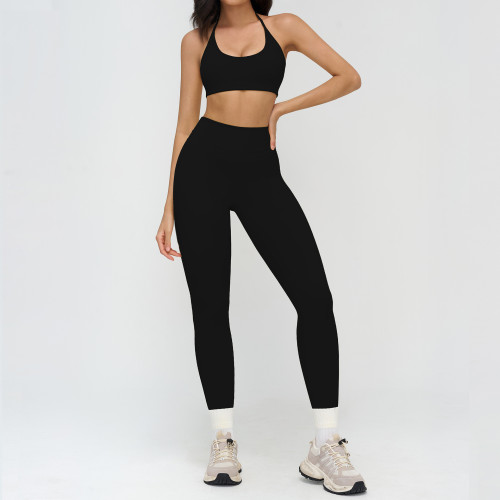 Halter Sports Bra & High-Waist Full-Length Leggings Set