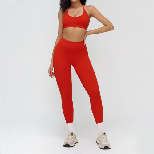 Halter Sports Bra & High-Waist Full-Length Leggings Set