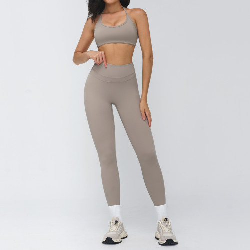 Halter Sports Bra & High-Waist Full-Length Leggings Set