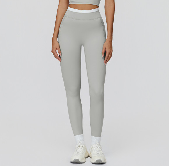 High-Waist Contrast Waistband Leggings