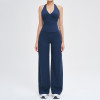 Halter Wrap Tank & High-Waist Wide-Leg Pants Set