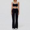 Contrast Trim Sports Bra & Flare Pants Set