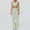 Contrast Trim Sports Bra & Flare Pants Set