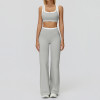 Contrast Trim Sports Bra & Flare Pants Set