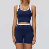 Contrast Trim Crop Tank & Biker Shorts Set