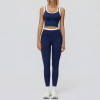 Contrast Trim Crop Tank & High-Waist Leggings Set