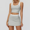 Contrast Trim Crop Tank & A-Line Tennis Skirt Set