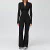 Sculpt Zip-Front Long Sleeve Flare Jumpsuit