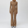 Sculpt Zip-Front Long Sleeve Flare Jumpsuit