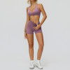 Halter Cross-Front Sports Bra & High-Waist Shorts Set