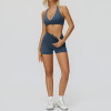 Halter Cross-Front Sports Bra & High-Waist Shorts Set