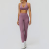 Halter V-Neck Sports Bra & High-Waist Leggings Set