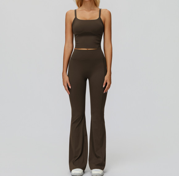 Square-Neck Cami Top & High-Waist Flare Pants Set