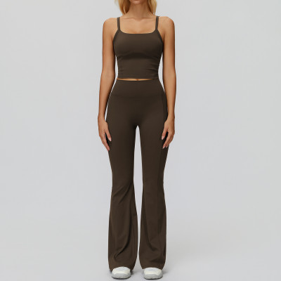 Square-Neck Cami Top & High-Waist Flare Pants Set