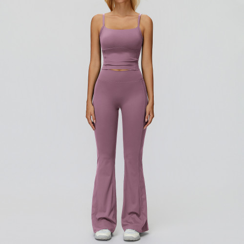 Square-Neck Cami Top & High-Waist Flare Pants Set