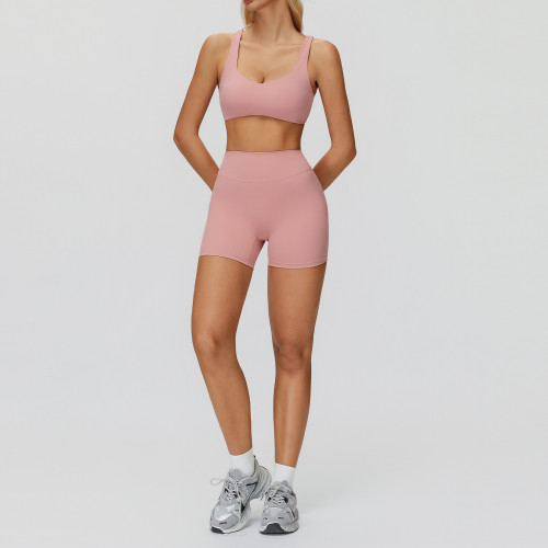 BlushMove Scoop-Neck Sports Bra & High-Waist Biker Shorts Set
