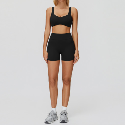 BlushMove Scoop-Neck Sports Bra & High-Waist Biker Shorts Set