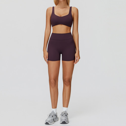 BlushMove Scoop-Neck Sports Bra & High-Waist Biker Shorts Set