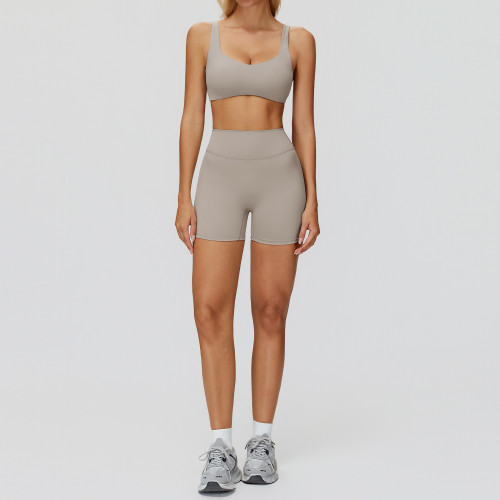 BlushMove Scoop-Neck Sports Bra & High-Waist Biker Shorts Set