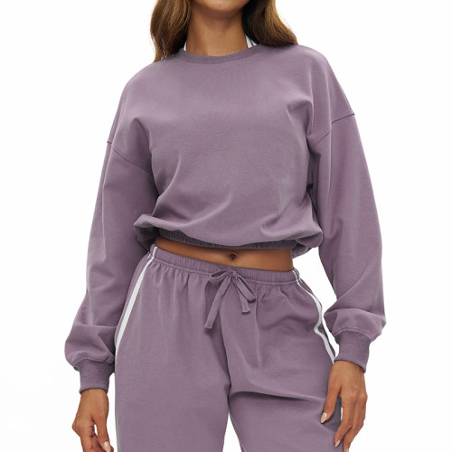 CozyLine Cropped Sweatshirt & Drawstring Jogger Set