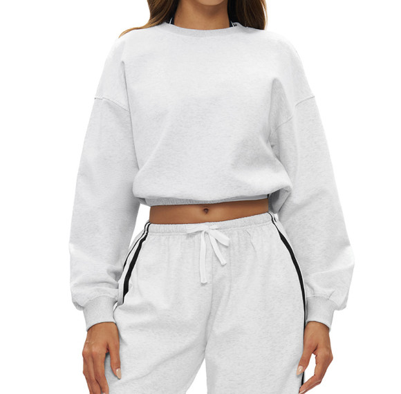 CozyLine Cropped Sweatshirt & Drawstring Jogger Set