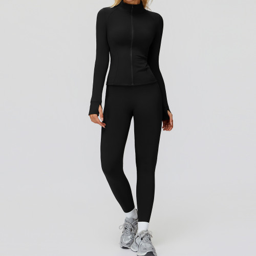 Zip-Up Sculpt Training Jacket + High-Waist Leggings Set
