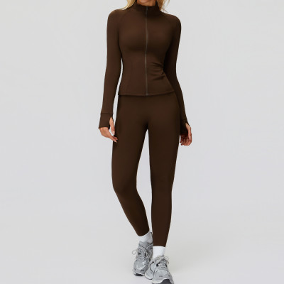 Zip-Up Sculpt Training Jacket + High-Waist Leggings Set
