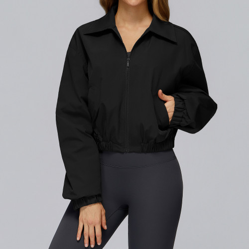 CityBreeze Cropped Zip-Up Bomber Jacket