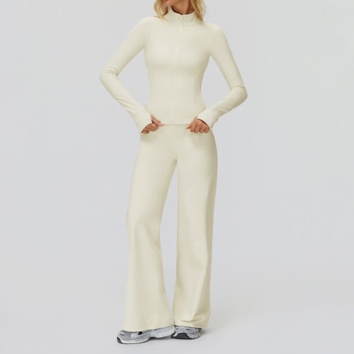 Zip-Up Sculpt Training Jacket + Wide-Leg Pants Set