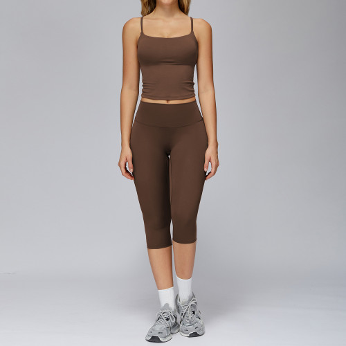 Strappy Crop Cami + High-Waist Capri Leggings Set