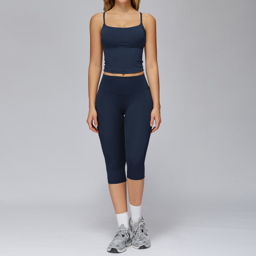 Strappy Crop Cami + High-Waist Capri Leggings Set