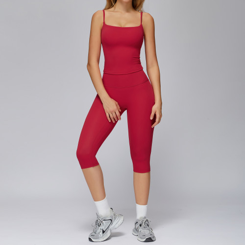 Strappy Crop Cami + High-Waist Capri Leggings Set