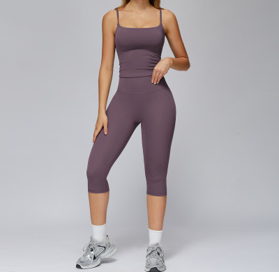 Strappy Crop Cami + High-Waist Capri Leggings Set