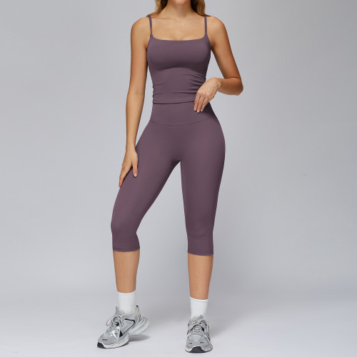 Strappy Crop Cami + High-Waist Capri Leggings Set