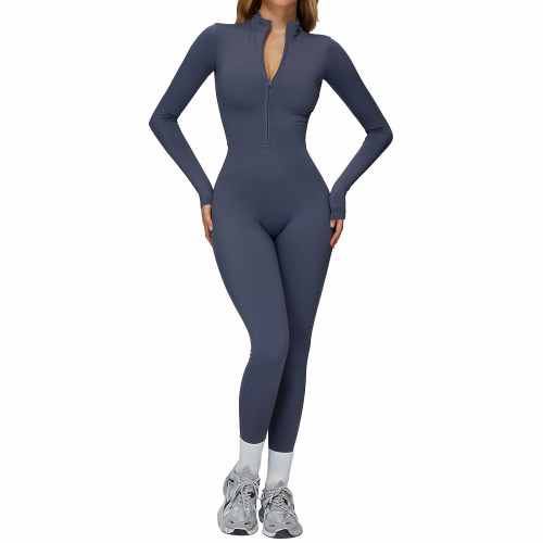 Long Sleeve Half-Zip Sculpting Jumpsuit