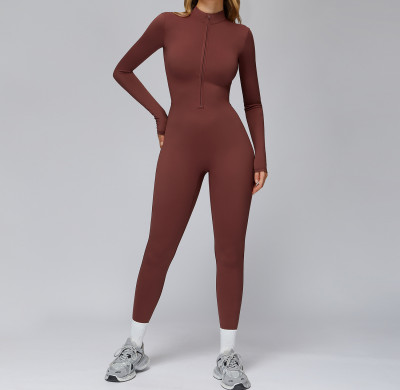 Long Sleeve Half-Zip Sculpting Jumpsuit