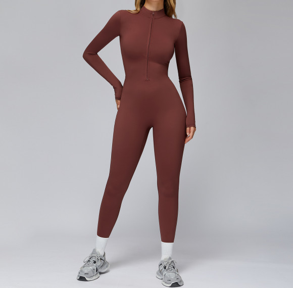Long Sleeve Half-Zip Sculpting Jumpsuit