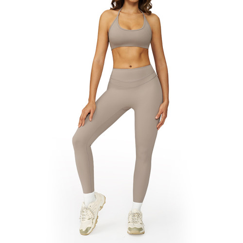 SunLuxe Halter Sports Bra & High-Waist Leggings Set