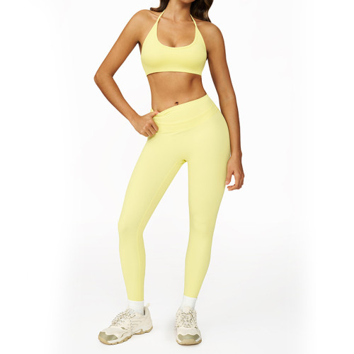 SunLuxe Halter Sports Bra & High-Waist Leggings Set