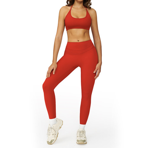 SunLuxe Halter Sports Bra & High-Waist Leggings Set