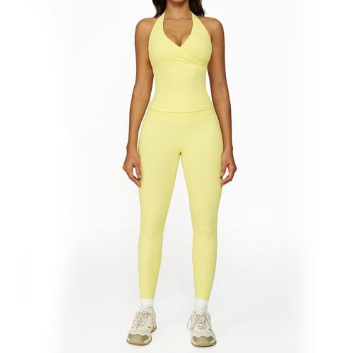 WrapLift Halter Tank & High-Waist Leggings Set